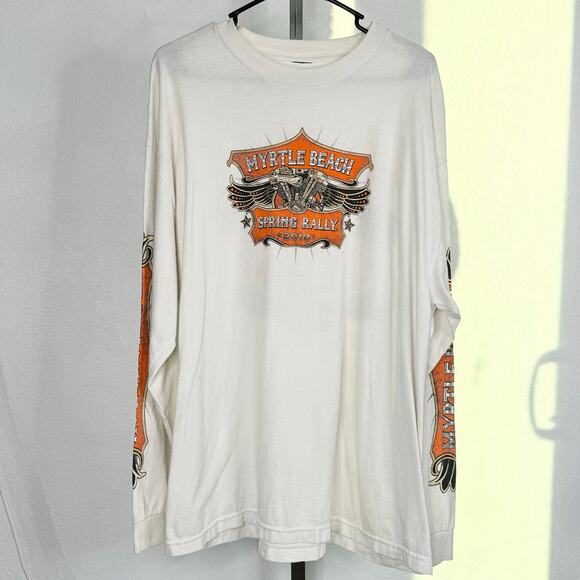 Myrtle Beach Spring Rally 2013 Long Sleeve Biker T-Shirt White - Picture 3 of 5